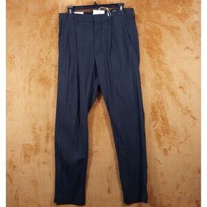 NN07 Pants Mens Size 34x32 Black Pleated Seersucker Trousers BILL $250